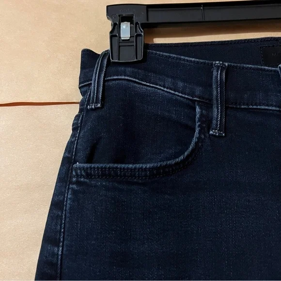Mother The Hustler Ankle Fray Jeans Night in Paris High Rise Flare Denim Size 28